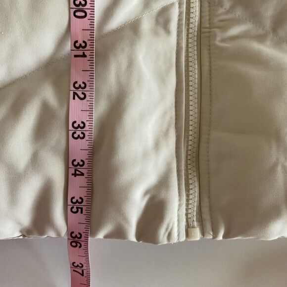 French Connection Hooded Puffer Quilted Jacket Coat Sz M Ecru Water Repellent - Picture 15 of 15